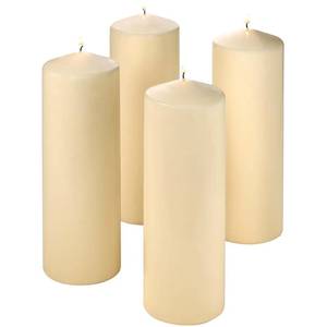 lot 1068 image: Unscented Pillar Candles - Set of 4 Vanilla Pillar Candles - 3x9 Slow Burning Large Candles for Weddings & Table Centerpieces, PARNOO