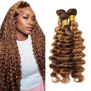 lot 2006 image: Cklikeb Human Hair Bundles P427# Color Deep Wave Bundles Human Hair Unprocessed Brazilian Virgin 20 22 24 Inch 3 Bundles Quick Weave Human Hair Extensions 300g (P427# Deep Wave, 20 22 24)