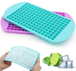 lot 2009 image: Mini Ice Cube Trays Set of 2-160 Small Ice Cubes Silicone Mold for Whiskey, Cocktails, Water Bottles - BPA Free Flexible & Stackable Ice Maker (Cyan&Purple)