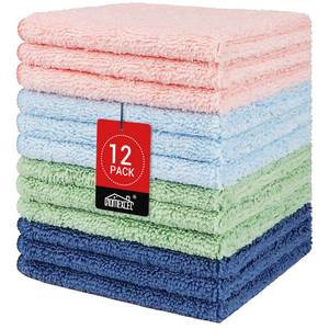 lot 2034 image: HOMEXCEL Wash Cloths, Quick Drying Face Towel for Showering, Super Absorbent Washcloths for Body Face, All-Occasion for Bathroom Gym Spa Travel, PinkLight BlueGreenNavy Blue