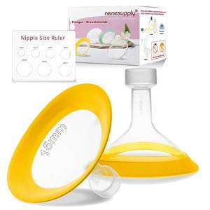 lot 2043 image: Nenesupply 15mm Oval Flanges Compatible with Medela Breast Pump Parts Replace 17mm Flange Accessories. Work with Pump in Style Parts Symphony Parts Swing Maxi Harmony and Personalfit Flex Connector