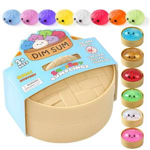 lot 2045 image: Dumpling Squishy Mystery Box, Random 1 of 14 Colors, Cute Squishy Dumpling Toy, Soft Stretchy Squeeze Toy, Sensory Fidget Toys for Anxiety Relief, Perfect for Party Favors, Birthday Gifts & Desk Toys