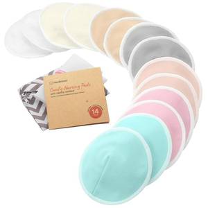 lot 2063 image: Organic Nursing Pads, 14 Washable Breast Pads,Wash Bag (Pastel Touch, L 5)