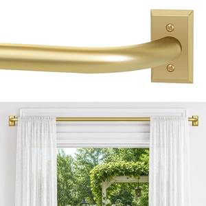 lot 2078 image: ZYRW Gold Curtain Rod, Room Darkening Rods for Windows 28 to 48 Inches(2.3-4Ft), Wrap Around Curtain Rods, Heavy Duty Blackout Drapery, Modern Decorative Window Treatment Rod, Gold