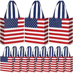 lot 2087 image: Supervitae 24 Pack American Flag Gift Bags 4th of July Patriotic Party Favors Stars and Stripes Reusable Totes Non Woven Candy Totes for Independence Day Birthday Party Supplies(9.8 x 7.9 x 3.9)