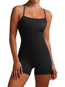 lot 2090 image: ANRABESS Women Workout Sets 2 Piece Outfits Tank Tops Build in Bra Tummy Control Shorts Yoga Gym Active Wear Clothing Set Black Medium