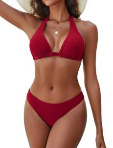 lot 2096 image: Zojuyozio Women Bikini Set Halter 2 Piece Bathing Suit,Red,L