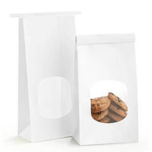 lot 2108 image: BagDream Bakery Bags with Window 100Pcs 4.5x2.36x9.6 Inches White Kraft Paper Bags with Window, Tin Tie Tab Lock, for Bakrery, Cookie, Coffee Bean, Snack