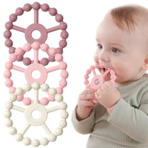 lot 2121 image: 3 Pack Ring Teether Baby Infant Toys, Baby Essentials, Silicone Teething Ring Toys for Babies 0-6 Months, Seposeve Toddler Teethers 6-12 Months 12-24 Months, Infant Teething Relief, Purple Pink White