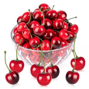 lot 2141 image: 180Pcs Fake Cherries, Artificial Faux Cherry Red and Red Black Cherry Decor