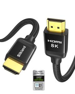 lot 2153 image: Silkland 10K 8K HDMI 2.1 Cable 10FT, (Upgrade Braided) Certified Ultra High Speed HDMI� Cable 8K60Hz, 4K120Hz 48Gbps, HDR, eARC, HDCP 2.2&2.3, Compatible for SoundbarPS5XboxRoku TV