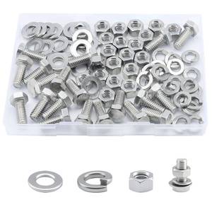 lot 2154 image: 516-18x34 Hex Head Screw Bolt(20PCS), Lock Nuts,Flat & Lock Washers Kits,304 Stainless Steel 18-8,Fully Threaded.