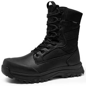 lot 3124 image: Coostar Tactical Boots for Men Lightweight Military Combat Work Boot Side Zipper Motorcycle Hiking Boots 8 Inches Black Size 11.5
