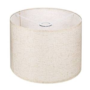 lot 3129 image: DIVINA VITAE Beige Lamp Shades, Large Drum Linen Lampshade(13 x 13X 9.8)