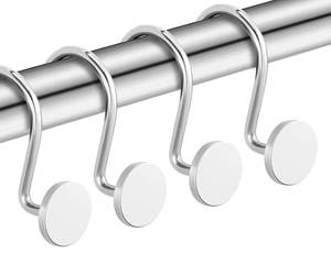 lot 4026 image: CHICTIE Chrome Shower Curtain Hooks, Rustproof Shower Curtain Rings for Bathroom, Metal Shower Hooks for Shower Curtain Rod, Modern Decorative Shower Curtain Hangers Set of 12, Round Heavy Duty Design