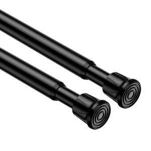 lot 4039 image: 2 Pack Black Tension Curtain Rod 28-48 Inch Adjustable Spring Curtain Rod