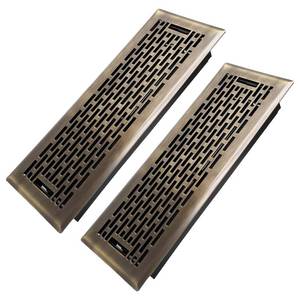 lot 4469 image: Howeall 4x12 Inches 2 Pack Heavy Duty Walkable Floor Register - Easy Adjust Air Supply Lever Decorative Floor Vent Covers - Boston Design Vent Covers for Home - Antique Brass