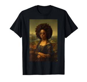 lot 4482 image: Black Mona Lisa Afro African American Black History Month T-Shirt