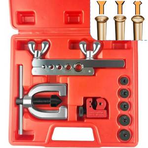 lot 4495 image: Brake Line Flaring Tool Kit, 316, 14, 516, 38 and 12 Double & Single Tubing Flare Tool for Copper and Aluminum Fuel Line Tube