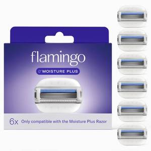 lot 4502 image: Flamingo Moisture Plus Razor Blades for Women - No Shave Gel Needed - 6 Count - Moisture Plus Razor Blade Refills