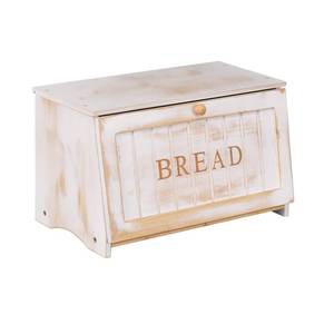 lot 5369 image: HOMEKOKO Vintage Wood Bread Box for Kitchen Counter, Food Storage Bin,White