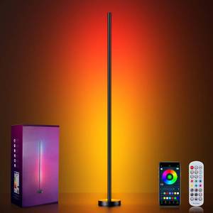 lot 5374 image: OIYN Smart RGBICW LED Corner Floor Lamp - 16 Million DIY Colors, 68 Scenes, Music Sync, App & Remote Control, Color-Changing Ambient Lighting for Living Rooms, Bedrooms, and Gaming Rooms