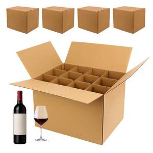 lot 5386 image: 4 Set Moving Boxes with Glasses Divider Kits, Glass Packing Kit with 16x12x12 In Box, 3x4 Grid Corrugated Dividers for Dishes Wine Glasses Fragile Glassware Storage Supplies