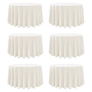 lot 5387 image: Dailyset 6-Pack Ivory Round Tablecloths, 120 in, for 5-6 Ft Round Tables