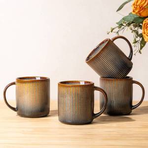 lot 5388 image: theterra Ceramic Coffee Mugs Set of 4, 14.2oz Handmade Coffee Cups with Handle for Latte, Tea, Milk, Beer, Hot Cocoa, Coca Mocha