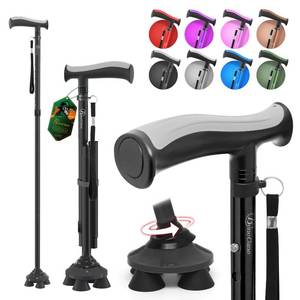 lot 5398 image: BeneCane Walking Cane for Men & Women Walking Stick for Seniors Folding Canes Quad Cane Adjustable Lightweight Sturdy Collapsible Heavy Duty with Soft TPR T-Handle and Travel Bag
