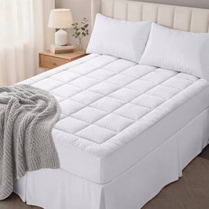 lot 5408 image: OLANLY King Quilted Fitted Mattress Pad �� Soft Pillow Top Mattress Topper, Down Alternative Fill, Cooling Comfort Breathable Mattress Cover, Machine Washable Deep Pocket Mattress Protector, White