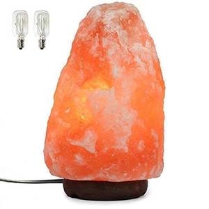 lot 5409 image: 7 Inch Himalayan Salt Lamp with Dimmer Cord - Night Light Natural Crystal Rock Classic Wood Base Authentic from Pakistan