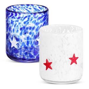 lot 5413 image: SiliFine 2 Pcs Patriotic Star Icon Juice Glasses - 14oz 250th Anniversary Stemless Wine Drinking Coffee Glass Cup for Flag Day Independence Day July 4th Party Supplies & Gift