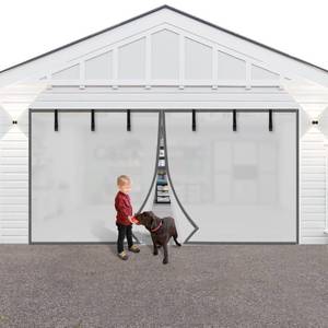 lot 5415 image: Privacy Garage Door Screen Blackout for 2 Car Garage-16x7FT Privacy Silver Grey Heavy Duty Magnetic Garage Screen, Hands Free, Magnetic Privacy Garage Screen Door