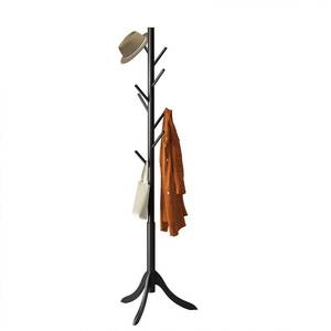 lot 5424 image: Furshus Coat Rack Freestanding, Coat Stands Entryway, Bamboo Coat Rack Hat Hanger 8 Hook for Jacket, Purse, Scarf Rack, Umbrella Tree Stand (Black)