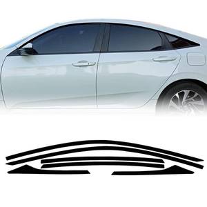 lot 5426 image: Side Window Trim Chrome Delete Blackout Overlay Kit Pre-Cut Vinyl Compatible for Honda Civic 2016-2019