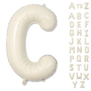 lot 6001 image: Giant Alphabet C Foil Balloons, Nude Cream White Custom Mylar Letters Balloon Birthday Decor, 40 Inch Helium Self Inflating Beige C Name Balloons Letter for Girls Baby Shower Party Decoration Supplies