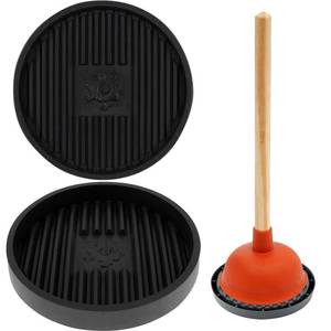 lot 6005 image: Orkim Toilet Plunger Storage Caddy Holder for Bathroom, Mini Plunger Tray Mat for Sink - Black