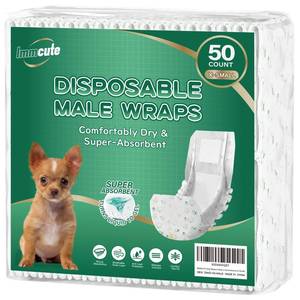 lot 6017 image: IMMCUTE Dog Diapers Male 50 Ct, XS Size, Super-Absorbent Male Dog Wraps Disposable Doggie Diapers with Wetness Indicator, Puppy Diapers Male for Marking, Excitable Urination