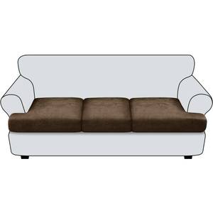 lot 6033 image: Imnopqr Leather Look Couch Cushion Covers - Sets of 3 Sofa Cushion Slipcovers (Dark Brown)