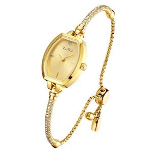 lot 6043 image: Petite Bracelet Watch for Women, Gifts for Girlfriend Diamond Dress Analog Watch Waterproof (All Gold)