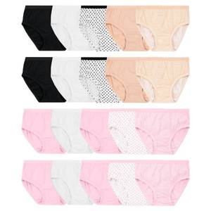 lot 6044 image: Fruit of the Loom Girls Tag Free Cotton Brief Underwear Multipacks, Brief-20 Pack-BlackPinkGrey, 8