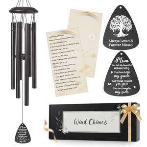 lot 6049 image: Memorial Gifts for Loss of Mom, 25Memorial Wind Chimes for Loss of Mother Gifts, CondolenceBereavementRemembrance Gift,Windchimes in Memory Sympathy Gift,Funeral Decor for Garden Outside,Black
