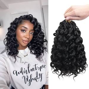 lot 6054 image: 8 Packs Curly Crochet Hair for Women 10 Inch Natural Black Short Pre Looped Ocean Wave Crochet Hair Deep Water Wave Twist Crochet Braids Synthetic Braiding Hair Extensions��10 Inch,1B��