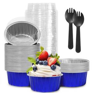 lot 6058 image: 4th of July 50Pcs Mini Aluminum Foil Cupcake,5oz Baking Cups with Lids