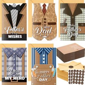 lot 6480 image: Motiskyy 100 Sets Kraft Happy Fathers Day Greeting Cards with Envelopes and Stickers Assorted Fathers Day Card Making Kits Handmade Crafts Bulk for Dad Stepdad Grandpa Gifts