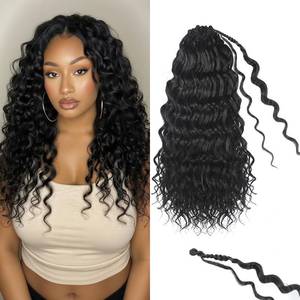 lot 6485 image: 120 Strands Pre Looped Ocean Wave Crochet Braids Pure Protein Close to Human Hair 14 Inch Boho Ocean Braids Pre Twisted Deep Wavy Crochet Hair for Black Women(14Inch 1B)