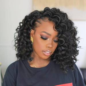 lot 6486 image: Toyotress Ocean Wave Crochet Hair - 14 Inch 8 Packs Natural Black Crochet Braids Deep Twist Synthetic Braiding Hair Extensions (14 Inch, 1B-8P)