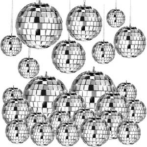 lot 6491 image: MTLEE 20 Pcs Disco Balls Decorations Assorted Size Garden Party Decor Disco Ball Ornaments Mirror Mini Large Hanging with Rope for Wedding Festival Stage Prop