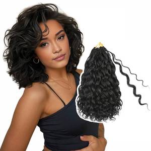 lot 6496 image: 9 Packs Ocean Wave Crochet Hair Pure Protein Fiber Close to Human Hair 12 Inch Pre twisted Boho Braids Deep Water Wave Beach Curl Braiding Hair Short Curly Crochet Hair for Women(12Inch,1B#)